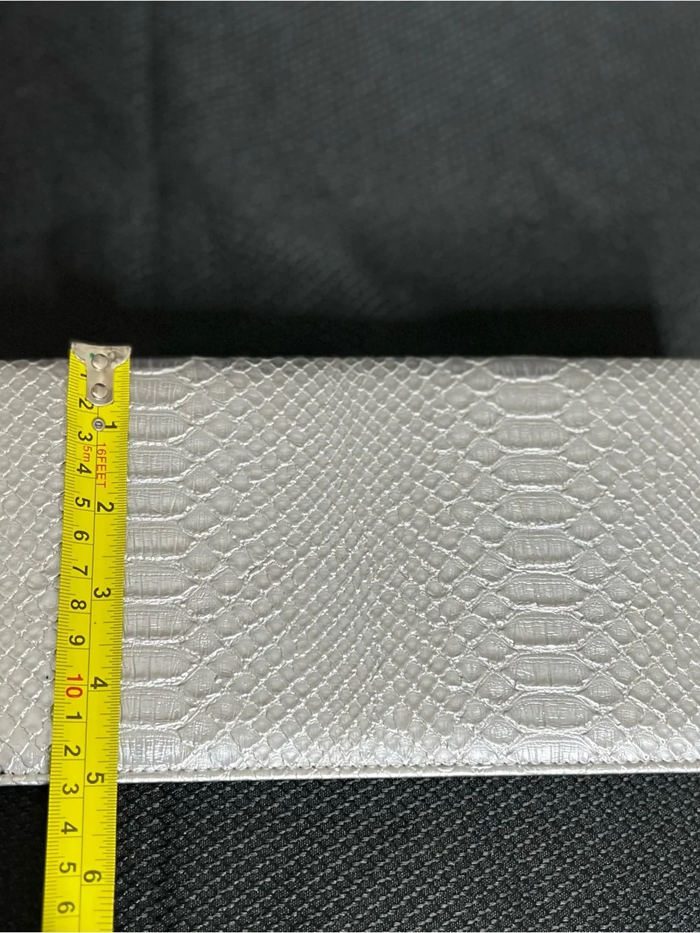 NEIMAN MARCUS Metallic Silver Snake Embossed Travel Wallet Organizer 9”x5” NWT